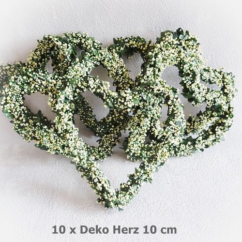 Set / 10 Stck Buchsbaum Herz mit Beeren – grün weiß - Deko Herz Hochzeit Herzen