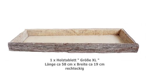 XL 58 cm - Deko Holz Tablett Dekotablett Dekoplatte Dekoaration natur Tischdeko Shabby Vint