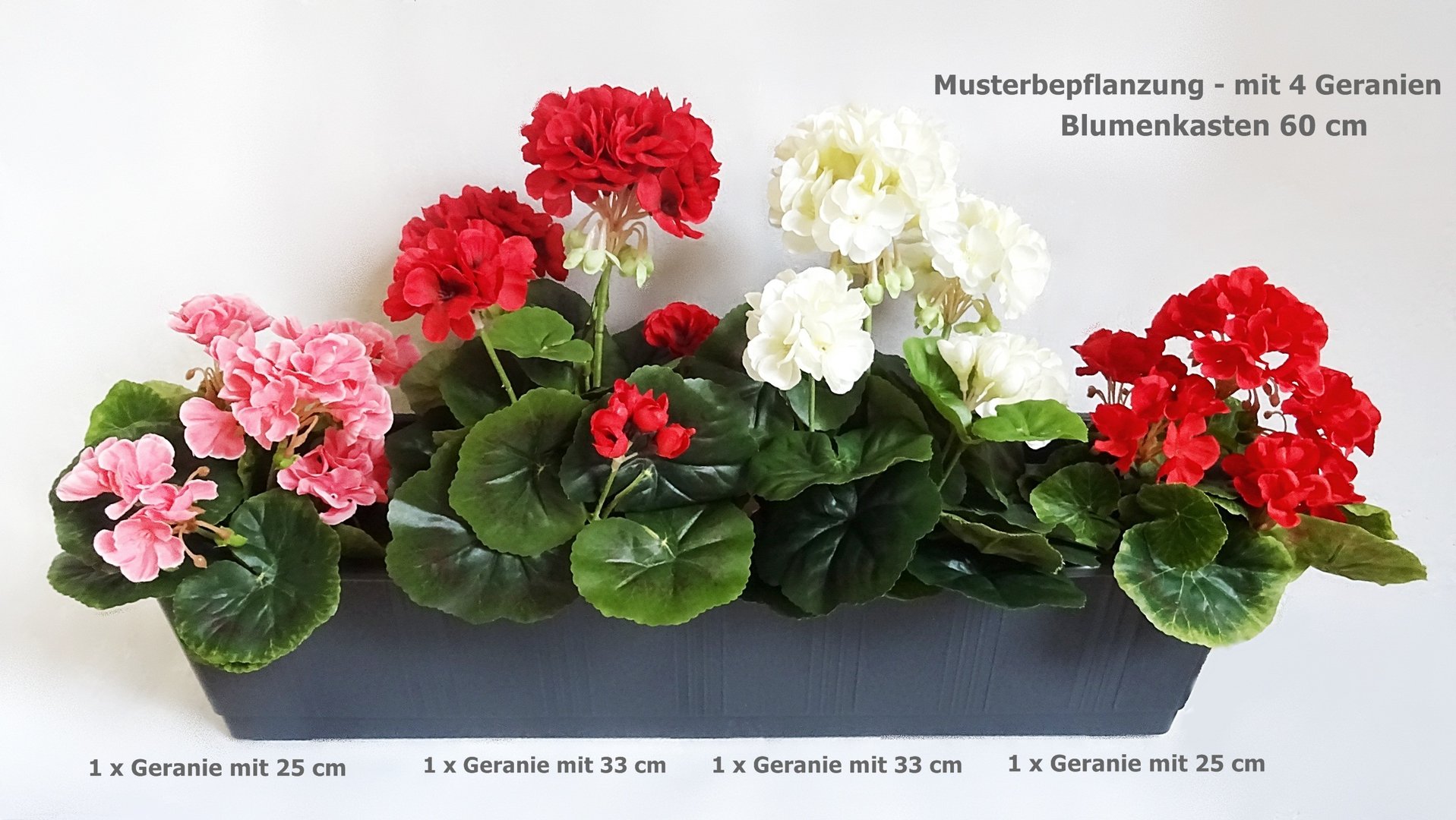künstliche Geranie 33cm rot -ohne Topf - Blumen Pflanze Kunstpflanzen  Kunstblume - DekoEins
