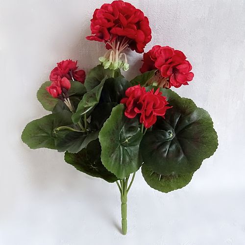 künstliche Geranie 33cm rot -ohne Topf - Blumen Pflanze Kunstpflanzen Kunstblume