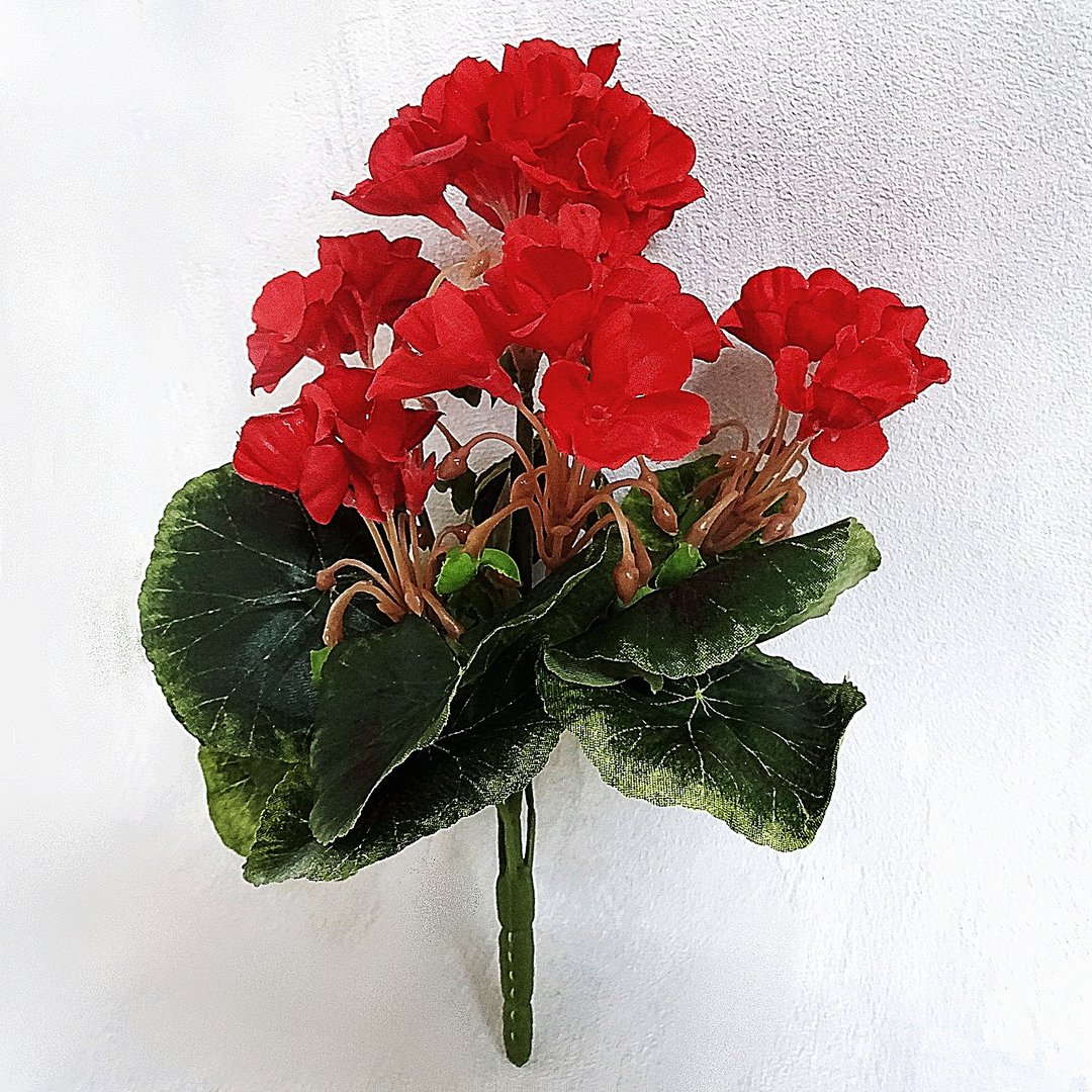 künstliche Blumen Pflanze Kunstpflanzen Kunstblume Geranie 25cm rot ohne Topf 