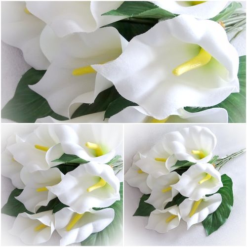 1 x Strauß künstliche Calla 50 cm weiß creme Blumen Blume Kunstpflanze Kunstblume Deko