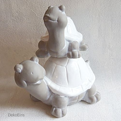 Deko Schildkröte -2er-Set weiß grau - Gartendeko Gartenfigur Tierfigur Dekofigur