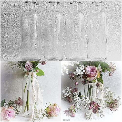 12 x Dekoflaschen Glasflaschen 16cm Glasfläschchen Tischvasen Vasen Vase Väschen