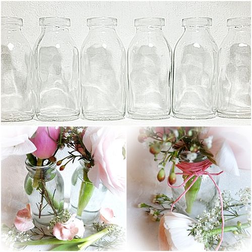 12 x Dekoflaschen Glasflaschen 10,5cm Glasfläschchen Tischvasen Vasen Vase Väschen