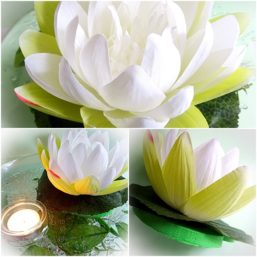 Demarkt Seerose Künstliche Blumen Wasserlilie Schwimmend Lotusblüte Simulation Seerose Plastikblumen Tank Requisiten Orange