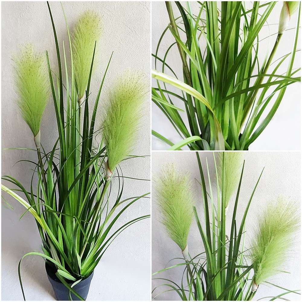 künstlicher Zweig Grasstiel Gras Dolden Kunstpflanze 56 cm grün N-12445-1 F19 