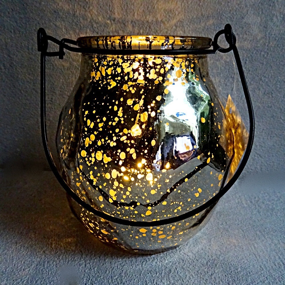 Teelichthalter Windlicht Glas gold Bauernsilberstil  Shabby Landhaus 