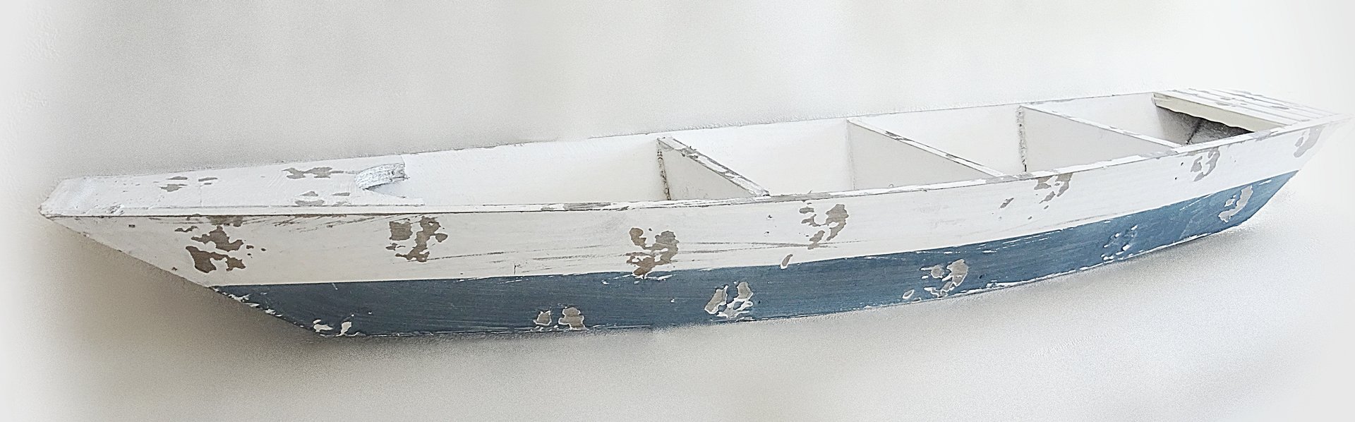 DekoEins® Holz Deko Boot Schiff 65cm maritim weiß Dekoration Meer Strand Muschel 