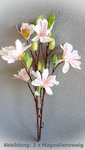 2 x Magnolien Blüten Zweig 43cm weiß rosa - Kunstblume künstliche Magnolie Blume