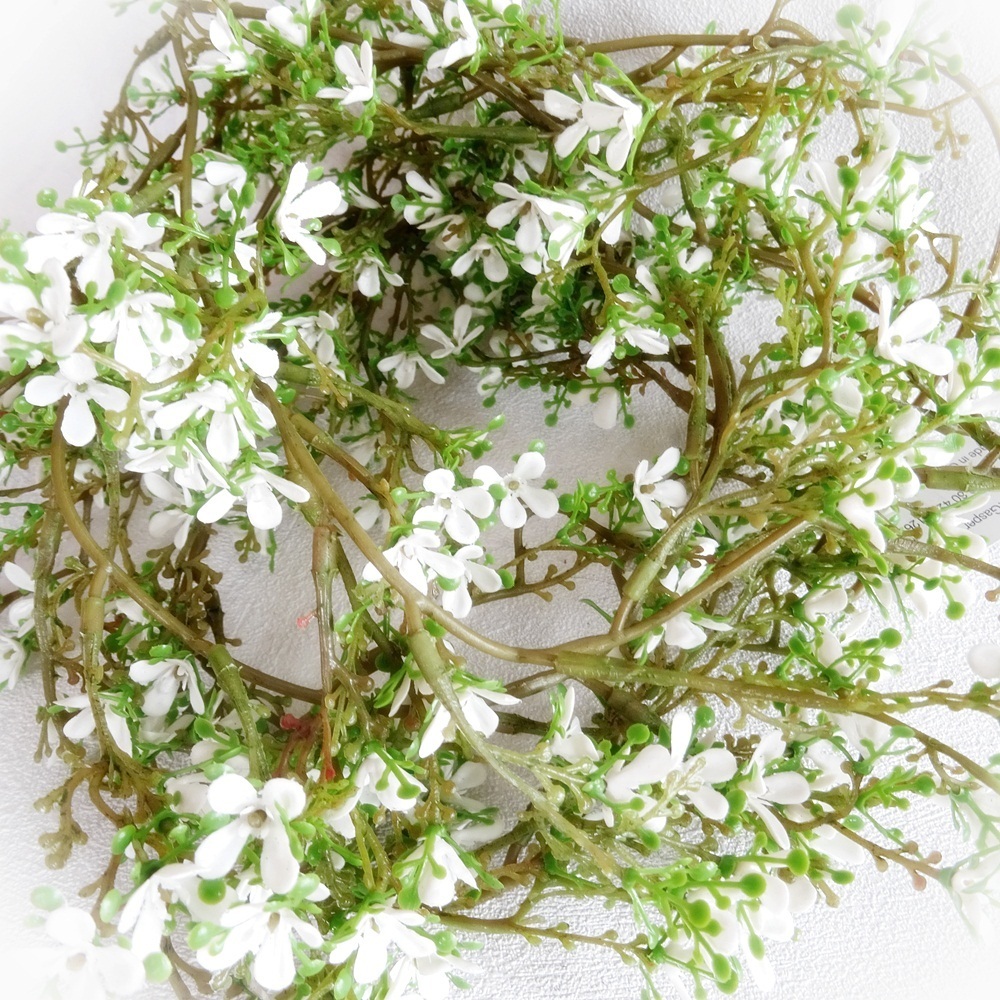 Jasmin Ranke 190cm weiß grün Vintage Deko Blumen Blüten Tür Buchsbaum Girlande 