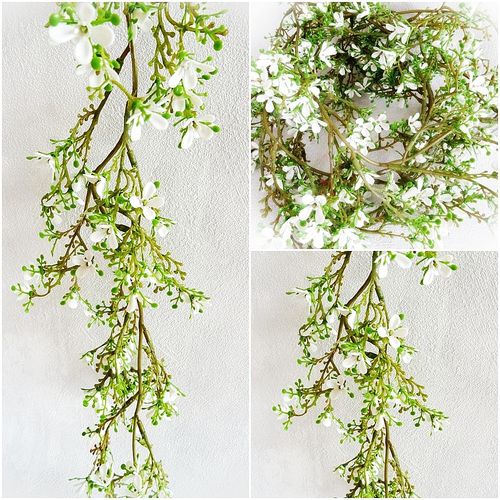 Jasmin Blüten Ranke 190cm weiß grün Vintage Deko Blumen Blüten Tür Buchsbaum Girlande