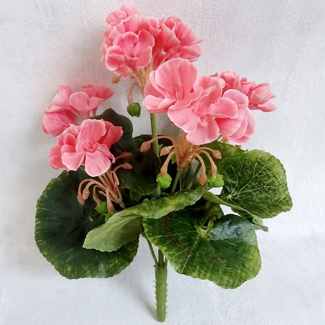 Geranie 25cm rosa ohne - - künstliche DekoEins Kunstpflanzen Blumen Kunstblume Topf