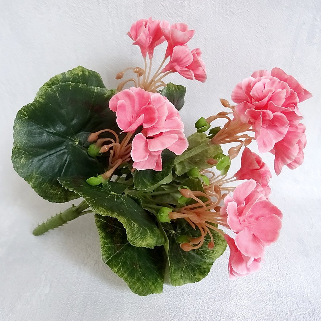 ohne 25cm - rosa Topf Blumen Geranie künstliche DekoEins - Kunstpflanzen Kunstblume