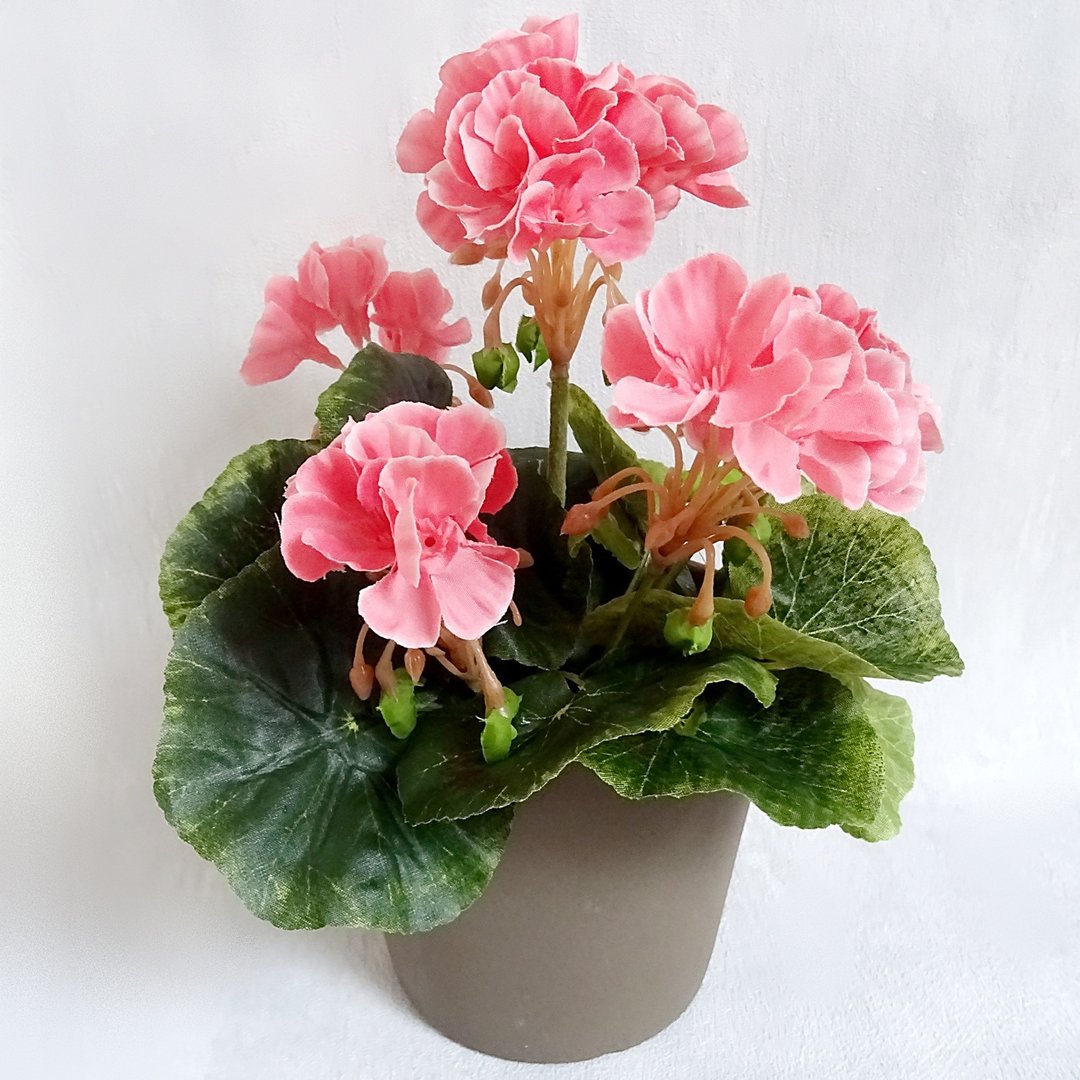 künstliche - ohne rosa - Geranie Blumen DekoEins Kunstblume 25cm Topf Kunstpflanzen