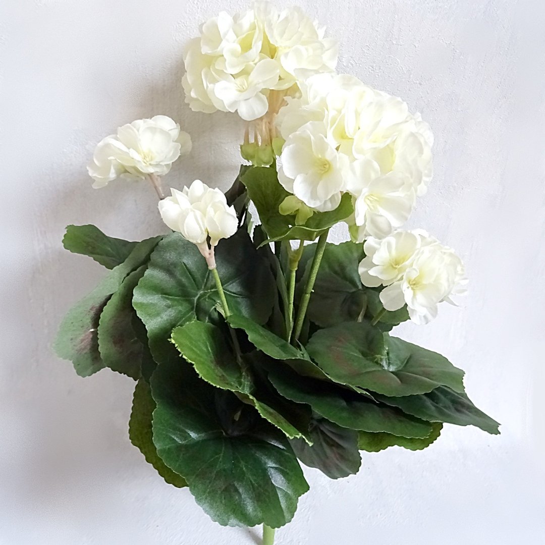 Modell 2018 Kunstpflanzen künstliche Geranie Blume Geranienhänger 70cm weiß ZF 