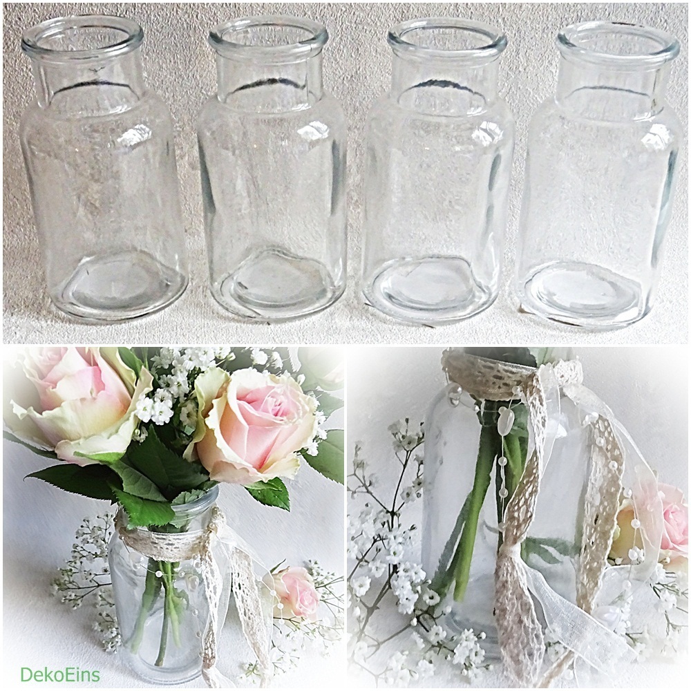 12 x Vasen H 16 cm Glasvasen Tischvase Dekovasen Dekoflaschen Glasflaschen Vase 